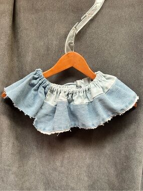 Vintage scrappy denim ruffled clown collar